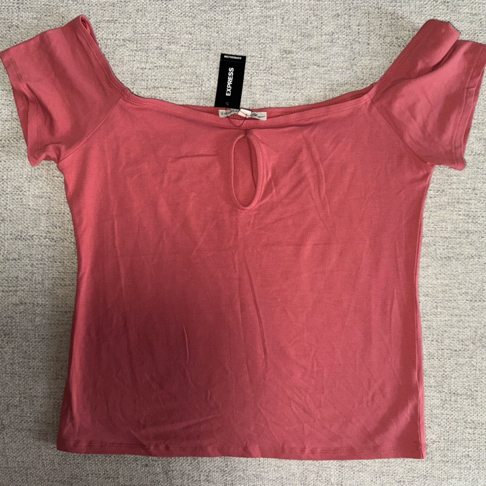 Express Women's Coral Off-Shoulder Top